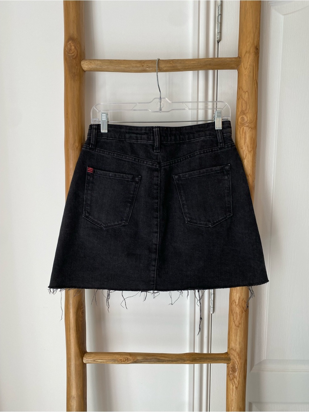 BDG Urban Outfitters Black Button-Fly Distressed Denim Mini Skirt Sz Medium - Picture 4 of 9